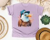 Eagle In Flag Hat Brown graphic tee in Orchid