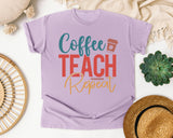 Coffee Teach Repeat graphic tee in Orchid