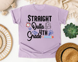 Straight Outta 4th Grade Alarm Clock graphic tee in Orchid