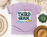 Third Grade Notebook Bow graphic tee in Orchid