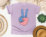 American Flag Peace Sign graphic tee in Orchid