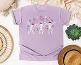 Patriotic Skeleton Trio Pink graphic tee in Orchid