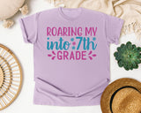 Roaring My Into 7th Grade Floral graphic tee in Orchid