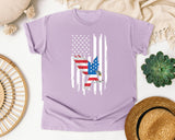 Flying Eagle American Flag graphic tee in Orchid