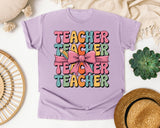 Teacher Teacher Teacher graphic tee in Orchid