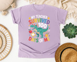 My Teacher Survived 100 Days Of Me Dino graphic tee in Orchid