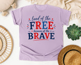 Land Of The Free Because Of The Brave Grey graphic tee in Orchid
