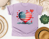 Patriotic Flag Heart graphic tee in Orchid
