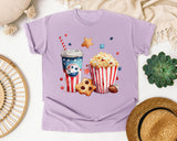 Patriotic Movie Snacks graphic tee in Orchid