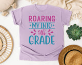Roaring My Into 5th Grade graphic tee in Orchid