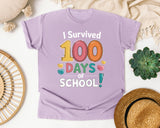 I Survived 100 Days Of School graphic tee in Orchid