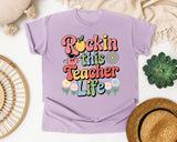 Rockin This Teacher Life Grey graphic tee in Orchid