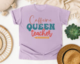 Caffeine Queen Teacher graphic tee in Orchid