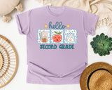 Hello Second Grade Frames graphic tee in Orchid