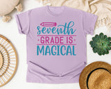 Seventh Grade Is Magical Script graphic tee in Orchid