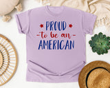 Proud To Be An American Grey graphic tee in Orchid