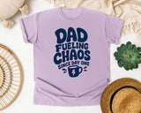 Dad Fueling Chaos Since Day One Navy graphic tee in Orchid