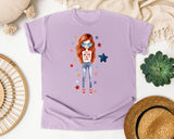 Patriotic Girl With Sunglasses graphic tee in Orchid