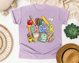 Teacher Supplies graphic tee in Orchid