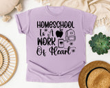 Homeschool Is A Work Of Heart graphic tee in Orchid