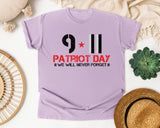 Patriot Day We Will Never Forget Black graphic tee in Orchid