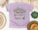 Adventure Begins Here graphic tee in Orchid