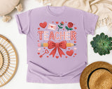 Teacher Hearts And Roses graphic tee in Orchid