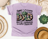 Funny Strong Loving Brave Dad graphic tee in Orchid