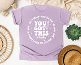 You Got This Test Day White graphic tee in Orchid