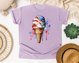 Patriotic Ice Cream Cone Grey graphic tee in Orchid