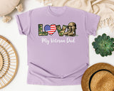 Love My Veteran Dad graphic tee in Orchid
