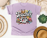 Teacher Life Pencils graphic tee in Orchid