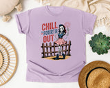 Chill The Fourth Out Grey 4 graphic tee in Orchid