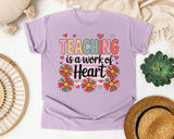 Teaching Is A Work Of Heart Daisies graphic tee in Orchid