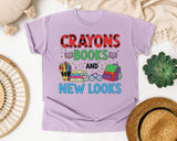 Crayons Books And New Looks graphic tee in Orchid