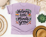 Helping Little Minds Grow graphic tee in Orchid