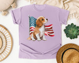 Puppy With American Flag graphic tee in Orchid