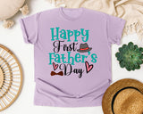 Happy First Father's Day Teal graphic tee in Orchid