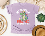 My Teacher Survived 100 Days Of Me graphic tee in Orchid
