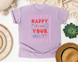 Happy To See Your Face graphic tee in Orchid