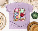 School Supplies Backpack Apple graphic tee in Orchid