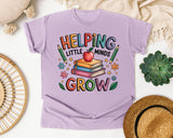 Helping Little Minds Grow Books graphic tee in Orchid