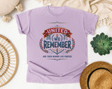 United We Remember May Their Memory Live Forever graphic tee in Orchid