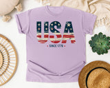USA Since 1776 graphic tee in Orchid