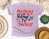 My Heart Belongs To America Red graphic tee in Orchid