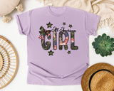 All American Girl Brown graphic tee in Orchid
