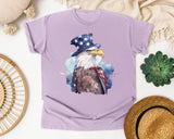 Eagle In Flag Hat Grey graphic tee in Orchid