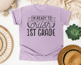I'm Ready To Crush 1st Grade Grey graphic tee in Orchid