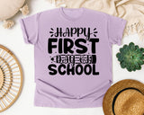 Happy First Day Of School White graphic tee in Orchid