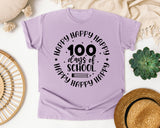 Happy Happy Happy 100 Days Of School Grey graphic tee in Orchid